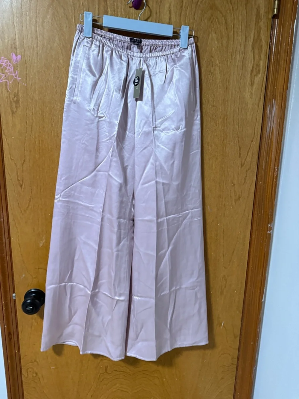 J. Crew Wide Leg Satin-Look Pants in Light Pink